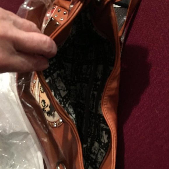 Betty Boop Faux Leather Brown Handbag - Fabric Lining NWT - Picture 4 of 6